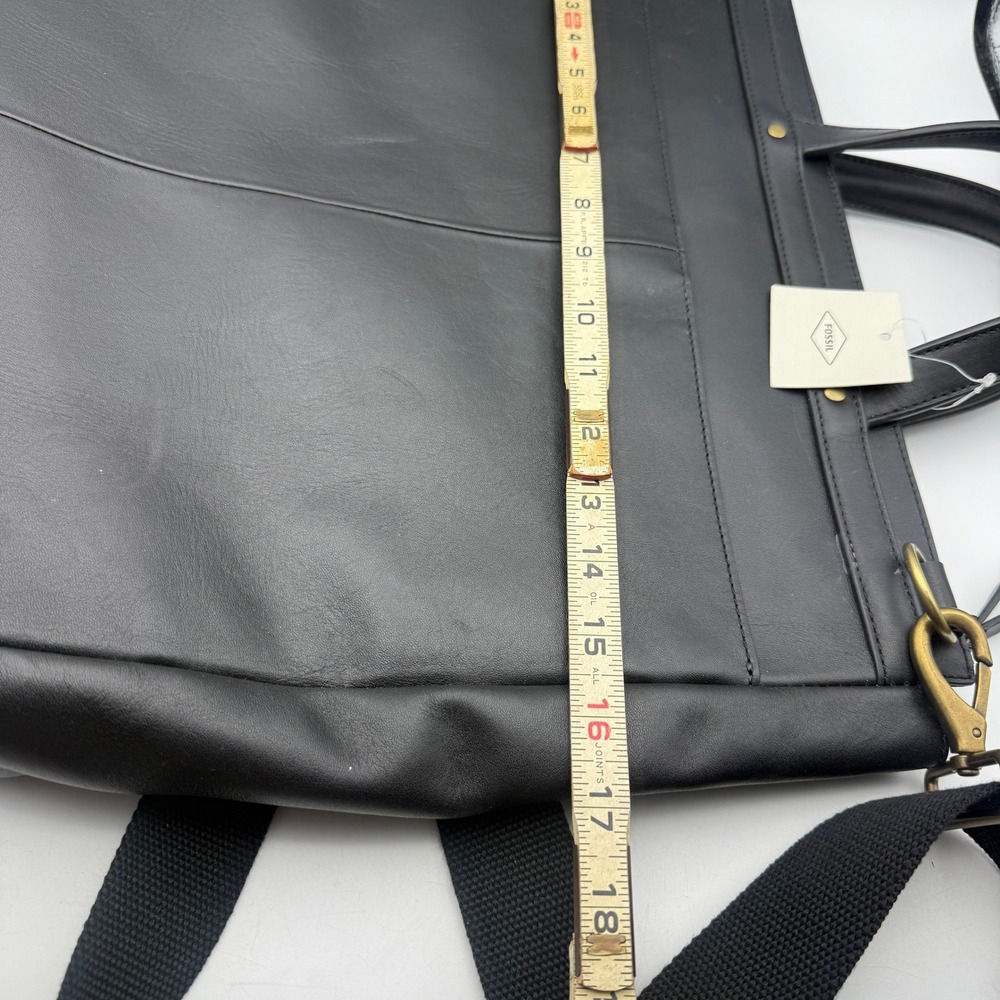 Fossil Haskell Workbag Black Leather Laptop Crossbody Tote Career Business - Picture 10 of 15